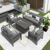 Heynemo Aluminum Patio Furniture Set with Fire Pit Table, 5 Piece Outdoor Furniture with Cushions for Balcony, Front Porch, and Backyard - 2 of 4