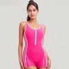 Anna-Kaci Swim Women's One-Piece Zip-Front Swimsuit with Contrast Trim and Boyshort Bottom - 2 of 4