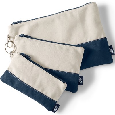 Lands' End Zip Canvas Pouch 3 Pack
