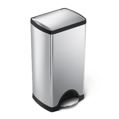 30L Silver Stainless Steel Rectangular Step Trash Can