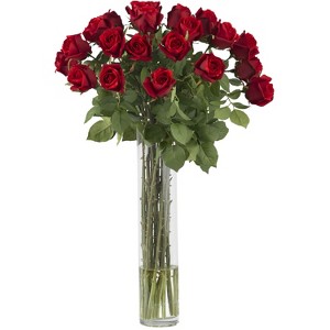 HomeStock Rosebud with Cylinder Silk Flower Arrangement - Maintenance ...