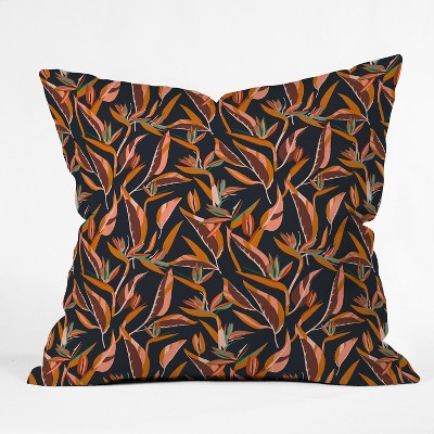 Holli Zollinger Elle Bird Feathers Square Throw Pillow Black/Orange - Deny Designs