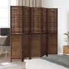 vidaXL 5-Panel Room Divider - Dark Brown Solid Paulownia Wood & Bamboo - Foldable Privacy Screen for Living Room, Bedroom, Office - Easy Clean - 3 of 4
