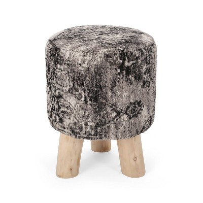 Ewell Handcrafted Boho Jacquard Stool Black/Beige/Natural - Christopher Knight Home