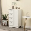 LuxenHome White Wood Bathroom 4-Drawer 1-Door Storage Cabinet - 4 of 4
