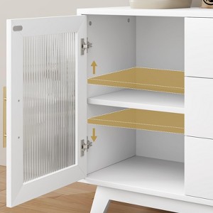 Glass Doors, Console Table for Kitchen, Storage Cabinet with Adjustable Shelf, Coffee Bar Accent Cabinet for Dining Room, - 1 of 4