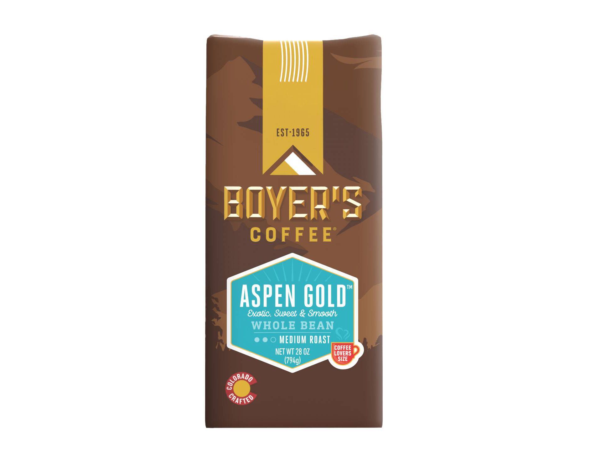 Boyer's Coffee Aspen Gold Blend Medium Roast Whole Bean Coffee - 28oz