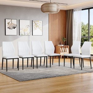 Lyngins Set of 4/6 Modern PU Leather Dining Chairs,Kitchen Chairs with Ergonomic Backrest,Armless Chair for Dining Room,Living Room,Office - 1 of 4