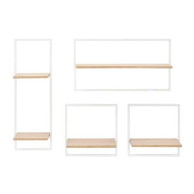 3pc Bauhaus Floating Geometric Cubby Wall Shelf Set White - Danya B ...