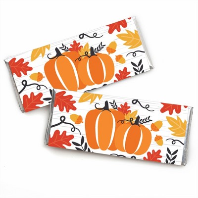 Big Dot of Happiness Fall Pumpkin - Candy Bar Wrapper Halloween or Thanksgiving Party Favors - Set of 24