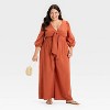Women's Flutter Elbow Sleeve Tie-Front Jumpsuit - Ava & Viv™ - 3 of 3