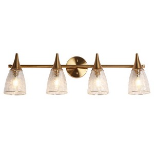 LNC Ruthebic  Polished Gold and Ripple Glass Cone Modern/Contemporary  Vanity Lights,1 Light/2 Light/3 Light/4 Light - 1 of 4