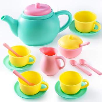 Syncfun 18PCS Pretend Play Tea Party Set Play Food Accessories BPA Free, Phthalates Free, Plastic Tea Set