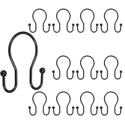 Unique Bargains Metal Rustproof Standard Shower Rods Curtain Hooks 12 Pcs
