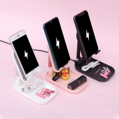 Cream White Foldable Cell Phone Charger Stand & iPad Holder