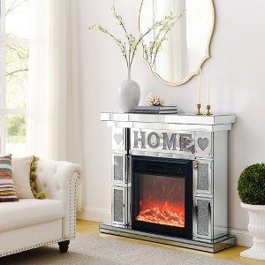 46" Fireplace Cabinet TV Stand with 3D LED Flames, Overheat Safety Protection, and Energy-Saving Heating for Living Room - 1 of 4