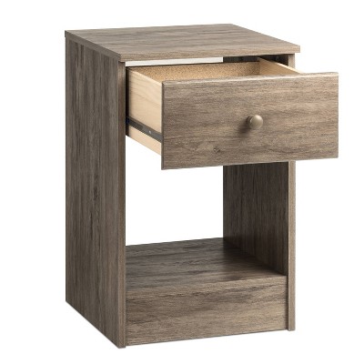 Astrid Tall 1-Drawer Nightstand in Drifted Gray with Solid Wood Knobs