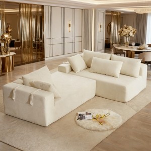 TiramisuBest 108" L Shaped Sectional Sofa Chenille Upholstered Modular 4 Seat Convertible Couch Set Seating 6 Pillows Living Room Left /Right Side - 1 of 4