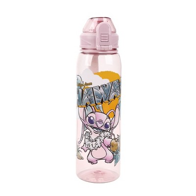 Disney Stitch Angel Greetings From Hawaii Clear Pink 35 Oz Plastic Water Bottle