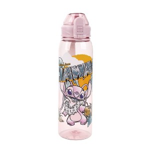 Disney Stitch Angel Greetings From Hawaii Clear Pink 35 Oz Plastic Water Bottle - 1 of 4