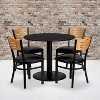 Flash Furniture 36'' Round Black Laminate Table Set with 4 Wood Slat Back Metal Chairs - Black Vinyl Seat - 2 of 2