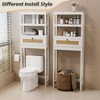 Over Toilet Storage Cabinet 3 Tier Bathroom Organizer with Rattan Door Wooden Space Saver Restroom Bathroom Laundry - 4 of 4