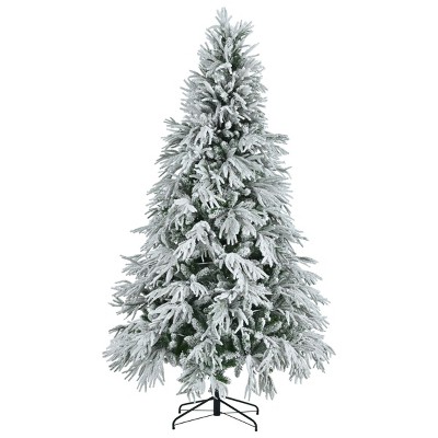 SEVOBAL 7.5FT Snow Flocked Christmas Tree Xmas Trees Prelit Artificial Christmas Tree Pre-Lit Set Premium Holiday Décor, Green, 47.5"*15.25"*14.5"