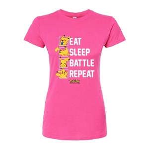 Women's - Pokémon - Eat Sleep Battle Repeat Fitted Graphic T-Shirt - 1 of 3