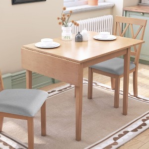 CAVINAS Dining Table Rectangular Extendable Dining Table Folding Table with Rubberwood Legs, Natural - 1 of 4