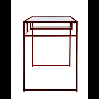 Modern Yasin 48'' Red Glass Top Writing Desk