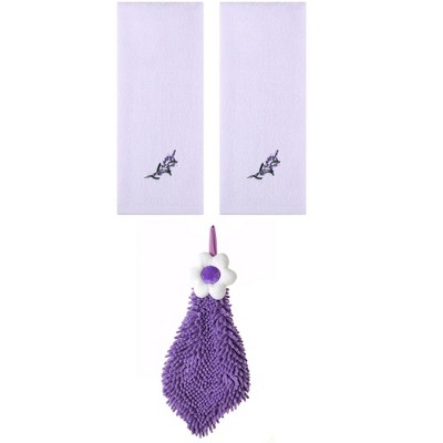 REGALWOVEN 3 Pcs Bathroom Home Decor Cotton Soft Absorbent Floral Hand Towel
