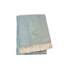 HomeRoots 55" X 70" Sky Blue And White Herringbone Cotton Blend S Initial Throw Blanket with Tassels And Embroidery - 4 of 4