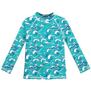 City Threads USA-Made Girls UPF 50+ Printed Long Sleeve Rashguard Tee - 1 of 3