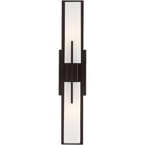 Possini Euro Design Midtown Modern Wall Light Bronze Metal Hardwire 23 1/2" 2-Light Fixture White Glass Shade for Bedroom Bathroom Living Room Vanity - 1 of 4