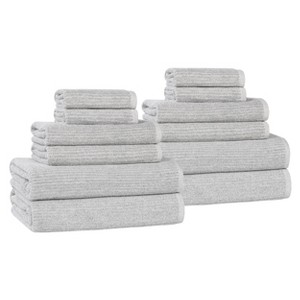 Viscose Cotton Blend Medium Weight Soft Textured Ribbed Towel Set by Blue Nile Mills - 1 of 4
