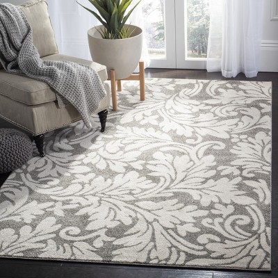 Elysian Dark Grey & Beige Floral Synthetic 3' x 5' Area Rug