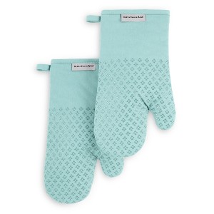 KITCHENAID Asteroid Oven Mitt 2-Pack Set, Mineral Water Aqua, 7"x12.5" - 1 of 4