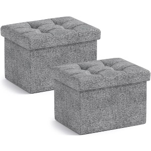 Ornavo Home Set of 2 Collapsible Rectangle Small Storage Ottoman - 12" x 16" x 12" - 1 of 4