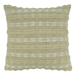 20"x20" Oversize Woven Striped Square Throw Pillow Cover Natural - Saro Lifestyle: Cotton Blend, Zipper Closure - 1 of 3