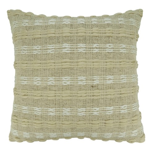 20"x20" Oversize Woven Striped Square Throw Pillow Cover Natural - Saro Lifestyle: Cotton Blend, Zipper Closure - image 1 of 3