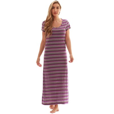 Just Love Womens Stripe Maxi Dress Knit Jersey T-Shirt Dress for Women