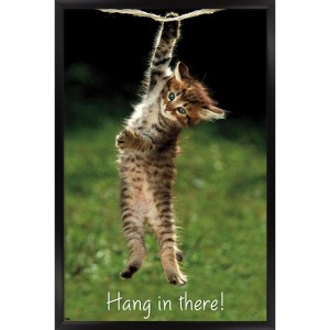 Trends International Famous Kitten Hang In There Poster Framed Wall Poster Prints - 1 of 4