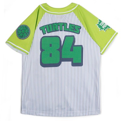 Teenage Mutant Ninja Turtles Donatello Raphael Leonardo Little Boys Mesh Baseball Jersey Button Down Shirt Green / Pinstripe 6 — фото 2