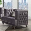 Acme Furniture 38" Hegio Chair Gray Velvet: Upholstered Tufted Armchair, No Assembly, Wood Frame - 2 of 4