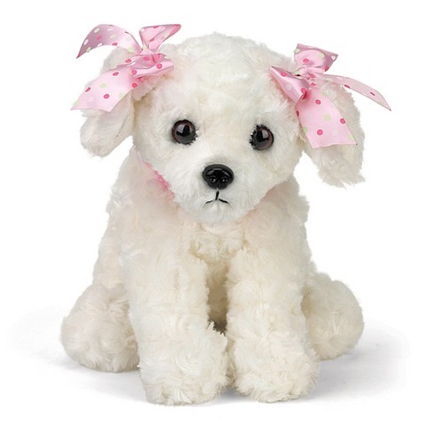 Bearington Sassy Plush Stuffed Animal White Puppy Dog 10 Inches