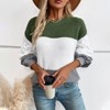 Coolmee Womens Sweaters Fall Fashion Long Sleeve Color Block Oversized Sweater Casual Crew Neck Knitted Tops Pullover - 2 of 4