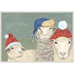 Amanti Art 33"x23" Sheep Xmas I by Jade Reynolds Framed Canvas Wall Art Print - 1 of 4