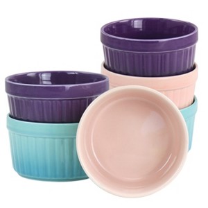 Crockpot Thornburg 6 Piece 12 Ounce Round Stoneware Ramekin Set in Pastel Assorted Colors - 1 of 4