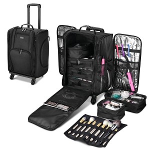 Byootique Rolling Makeup Train Case with Independent Travel Toiletry Bags Nylon - 1 of 4