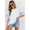 Amaryllis Women’s Colorblock Short Sleeve Pullover Top Relaxed Fit Crew Neck with Front Pocket Contrasting Trim - 2 of 4